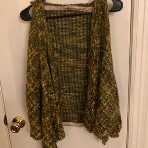 Hand knit green/yellow sweater vest
